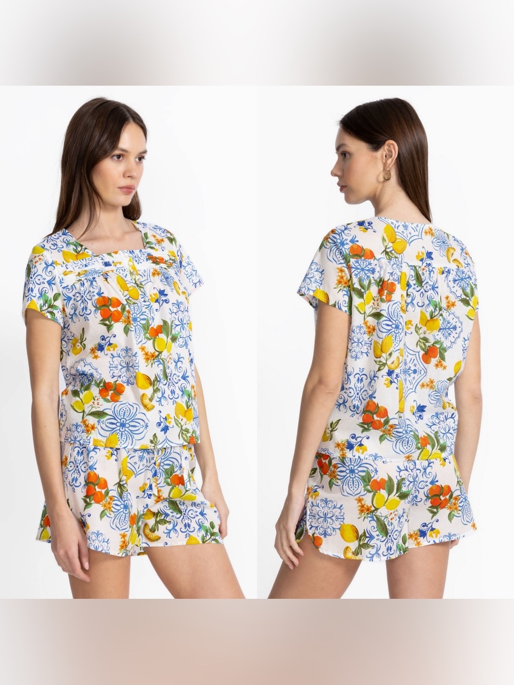 Johnny Was CITRUS Print Cotton Top Size Medium